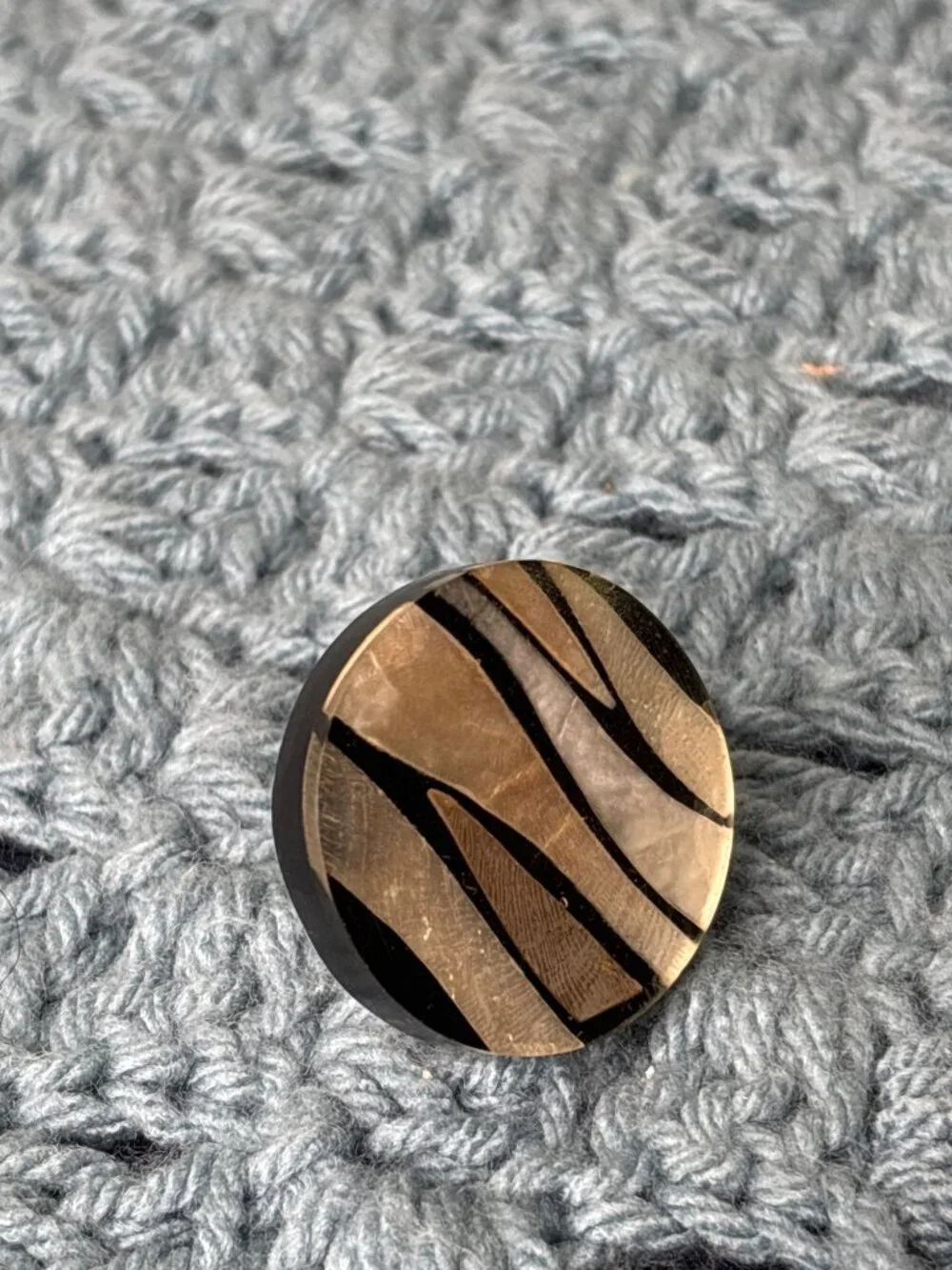 Round Plastic Statement Ring Adjustable Abstract Neutral